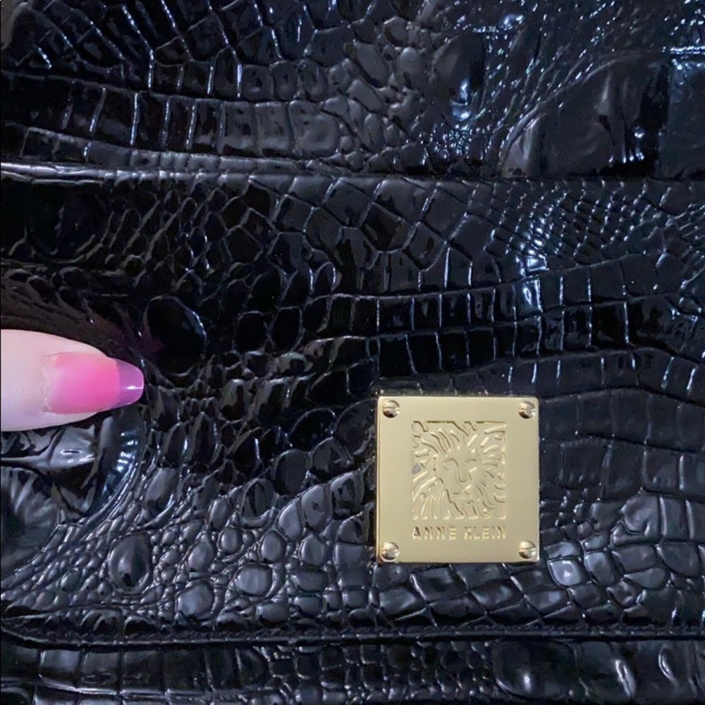 VINTAGE STYLE ANNE KLEIN CROC PATENT CHAIN BAG - Picture 4 of 6